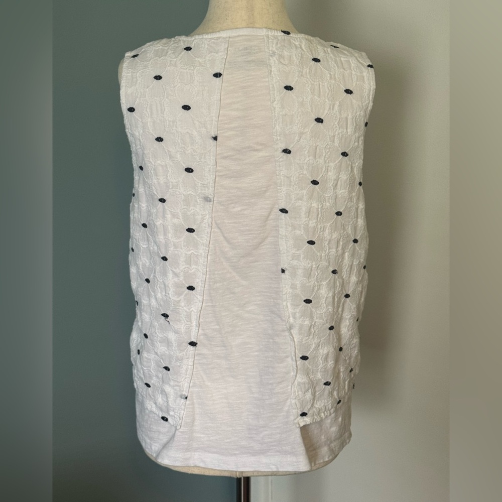 Talbots White and Navy Sleeveless Top - Picture 3 of 4